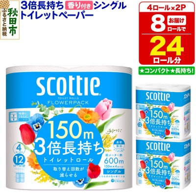 トイレットペーパー 3倍長持ち 8個 シングル 秋田市オリジナル|15_nsc-100201sa