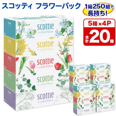 ティッシュ フラワーボックス 250組 5箱×4 秋田市オリジナル|15_nsc-070401