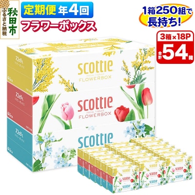 《4回定期便》ティッシュ フラワーボックス 54箱 3箱×18P|15_nsc-061804