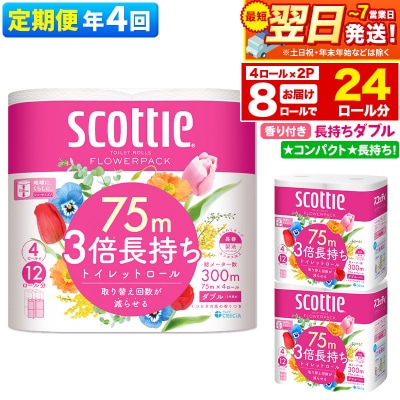 《4回定期便》トイレットペーパー 3倍長持ち 8個 ダブル|15_nsc-100204da