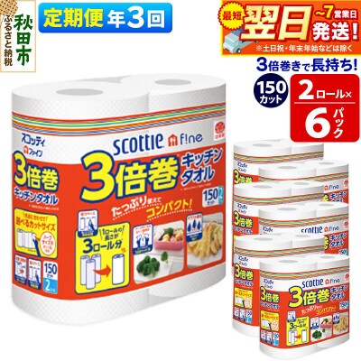 《3回定期便》キッチンペーパー 3倍巻キッチンタオル 12ロール|15_nsc-110603