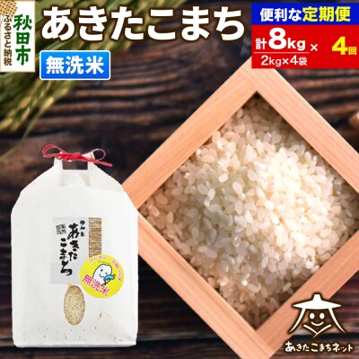 《定期便4ヶ月》秋田市雄和産あきたこまち 清流米 8kg【無洗米】|15_akn-bb0804m
