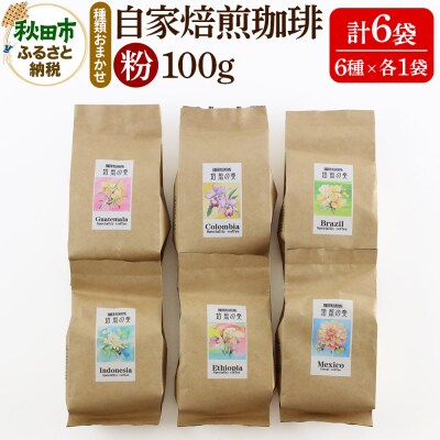 自家焙煎珈琲 粉　100g×おまかせ6種セット|15_sfk-030601
