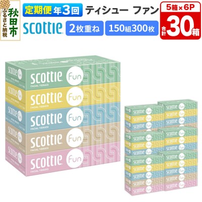 《3回定期便》スコッティ ティシュー ファン 150組 5箱×6 |15_nsc-140603