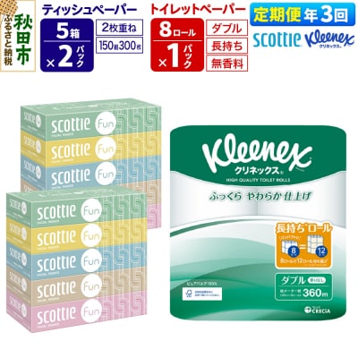 《3回定期便》トイレットペーパー 長持ち 8個 & ティッシュ10箱|15_nsc-150103d