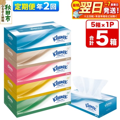 《2回定期便》ティッシュペーパー クリネックス 5箱×1パック|15_nsc-030102