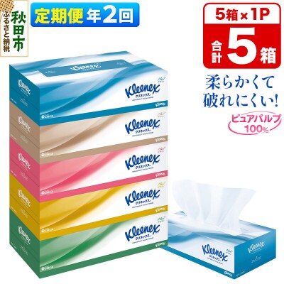 《2回定期便》ティッシュペーパー クリネックス 5箱×1パック|15_nsc-030102