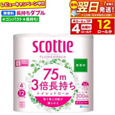 トイレットペーパー 3倍長持ち ダブル 無香料 4ロール|15_nsc-100101db