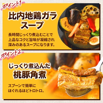 桃豚角煮 スープカレー レンジパウチ 1人前(300g)×2個 比内地鶏|15_scg-100201