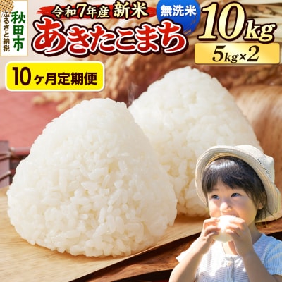 《令和7年産新米先行受付》定期便10ヶ月 あきたこまち 10kg無洗米|15_mge-011010m