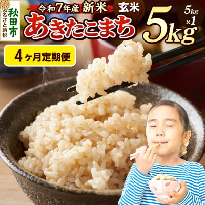 《令和7年産新米先行受付》定期便4ヶ月 あきたこまち 5kg 玄米|15_mge-010504g