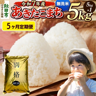 《令和7年産》定期便5ヶ月 あきたこまち 5kg 無洗米|15_mge-010505m