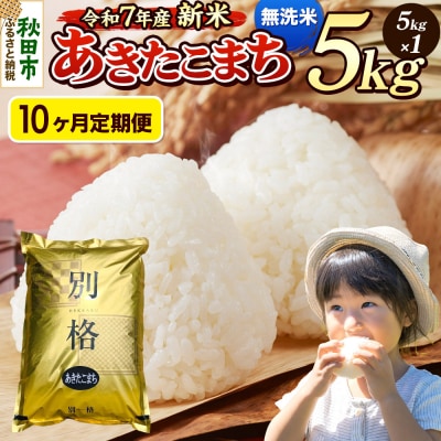 《令和7年産新米》定期便10ヶ月 あきたこまち 5kg 無洗米|15_mge-010510m