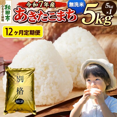 《令和7年産》定期便12ヶ月 あきたこまち 5kg 無洗米|15_mge-010512m