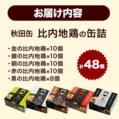 秋田缶 比内地鶏の缶詰5種 48個セット|15_atk-030101