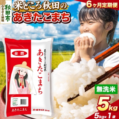 定期便6ヶ月 あきたこまち【無洗米】秋田県産 5kg 5kg×1袋|15_zna-010506m