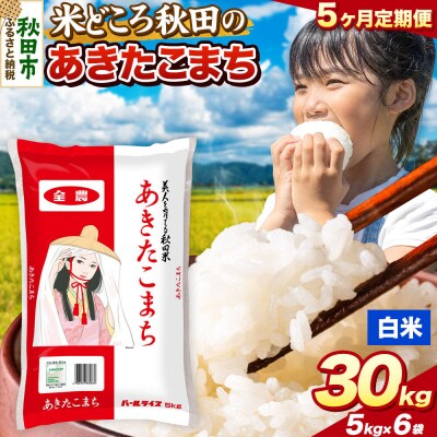 定期便5ヶ月 あきたこまち【白米】秋田県産 30kg(5kg×6袋)|15_zna-013005h