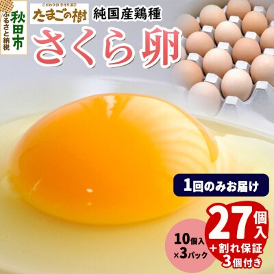 たまごの樹 純国産鶏種 卵『さくら』27個+割れ保証3個 10個×3P|15_tyt-030301