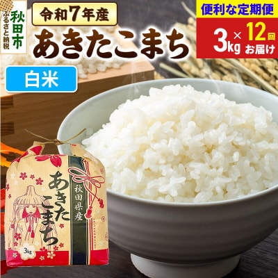 定期便12ヶ月 あきたこまち3kg 白米 令和7年|15_kml-010312h