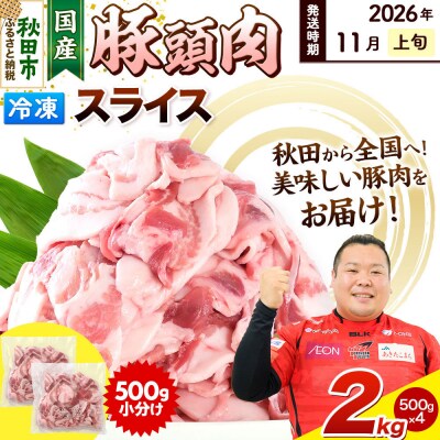 【2026年11月上旬発送】豚頭肉 スライス 2kg 500g×4袋|15_mtc-01e401