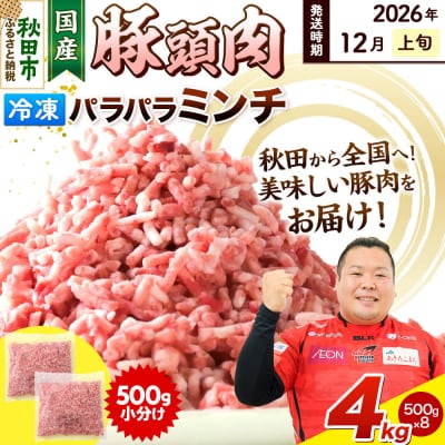 【2026年12月上旬発送】豚頭肉 ミンチ 4kg 500g×8袋|15_mtc-02g801