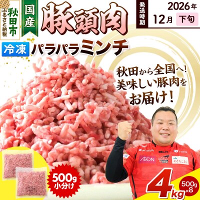 【2026年12月下旬発送】豚頭肉 ミンチ 4kg 500g×8袋|15_mtc-02h801