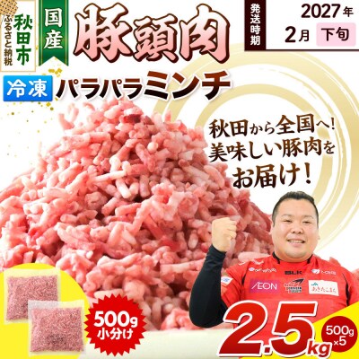 【2027年2月下旬発送】豚頭肉 ミンチ 2.5kg 500g×5袋|15_mtc-02l501