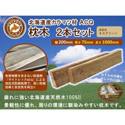 北海道 ACQカラマツ枕木(200×75×1000)2本セット