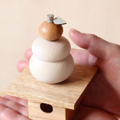 木の鏡餅 道産材使用 木製 飾り インテリア HOKKAIDO WOOD