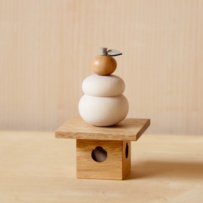 木の鏡餅 道産材使用 木製 飾り インテリア HOKKAIDO WOOD
