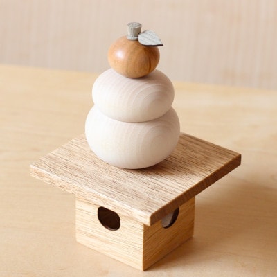 木の鏡餅 道産材使用 木製 飾り インテリア HOKKAIDO WOOD