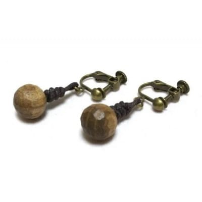 wood*drops イヤリングとペンダントのセット えんじゅ