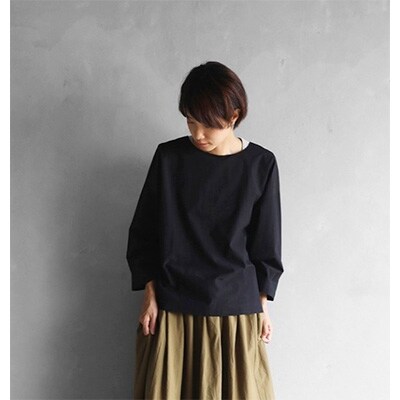 HUIS遠州織物綿ウールタイプライタークロスプルオーバ(クロ)【レディス】