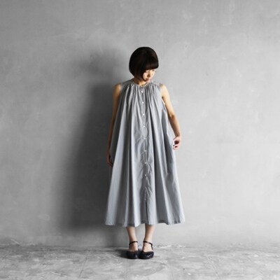 Huis遠州織物ゆるふわコットンノースリーブワンピース ブルーグレー レディス お礼品詳細 ふるさと納税なら さとふる