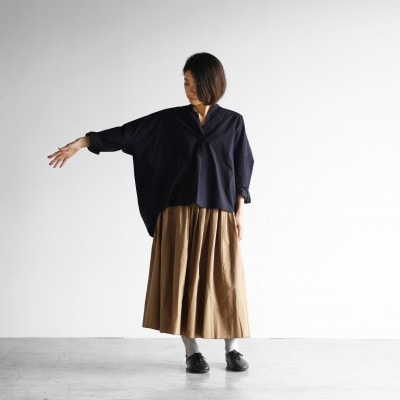 HUIS遠州織物 オーガニックコットンスキッパープルオーバ(ダークネイビー)【レディス】