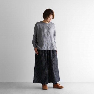 HUISの遠州織物 シーチングコットンスカートパンツ(ブラックストライプ)【レディス】
