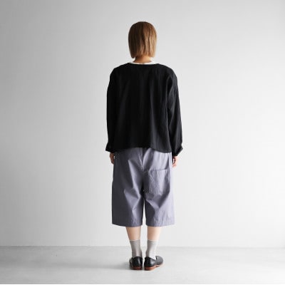 HUIS遠州織物ギザコットンブロード8分丈パンツ(グレー)【ユニセックス】