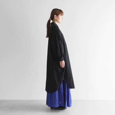HUIS遠州織物コットンリネンロングシャツ(ブラック)