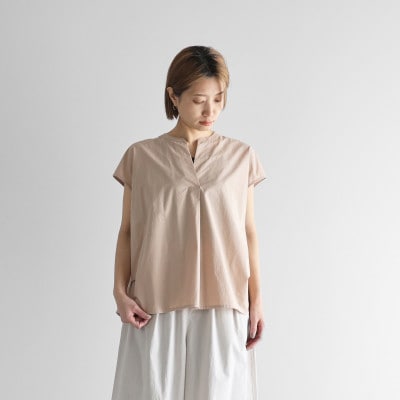 HUIS遠州織物オーガニックコットンフレンチスリーブ(ペールピンク)