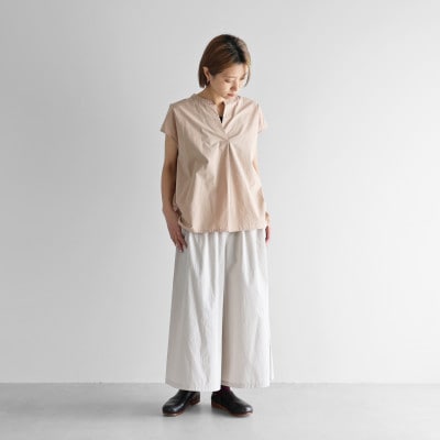 HUIS遠州織物オーガニックコットンフレンチスリーブ(ペールピンク)