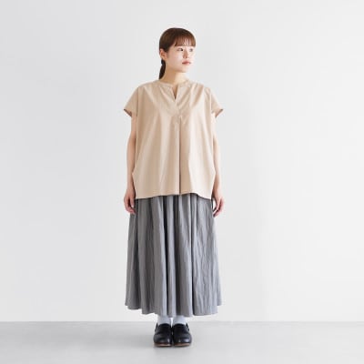 HUIS遠州織物オーガニックコットンフレンチスリーブ(ペールピンク)