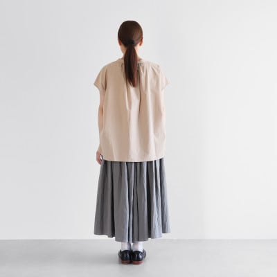 HUIS遠州織物オーガニックコットンフレンチスリーブ(ペールピンク)