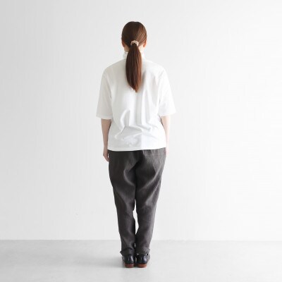 HUIS遠州織物オールドレピア天日干しラミーリネンイージープレーンパンツ(チャコールグレー)