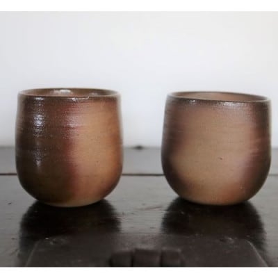 あんじ窯 陶 井口の備前丸湯呑ペア 口径7.5cm 高さ8cm 1セット
