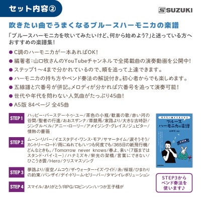 練習環境に困らないサイレンサー付き10ホールハーモニカ　忍SHINOBIX (C調)と楽譜のセット
