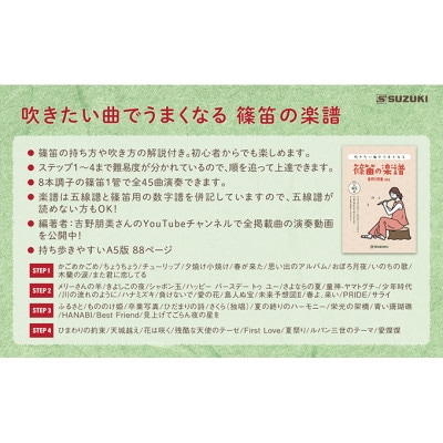 篠笛(八本調子)と吹きたい曲でうまくなる♪楽譜のセット
