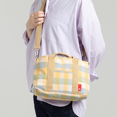 【遠州綿紬&ROOTOTE】バッグinバッグ　ROO-Carriage ルーキャリッジ-檸檬-