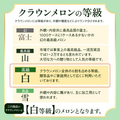 【毎月定期便】クラウンメロン白等級1.1kg前後1玉入り 全12回