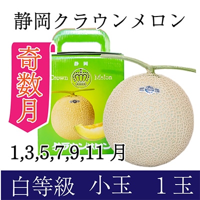 【発送月固定定期便】<奇数月>クラウンメロン白等級小玉(1.1kg前後)1玉入り 全6回