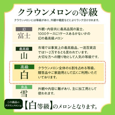 【発送月固定定期便】<偶数月>クラウンメロン 白等級[1.1kg前後×2玉]全6回
